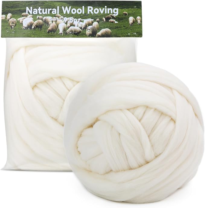 MORFEN 9.5 oz Wool Roving, Needle Felting Pure Wool Yarn, Needle Felt Roving by MORFEN