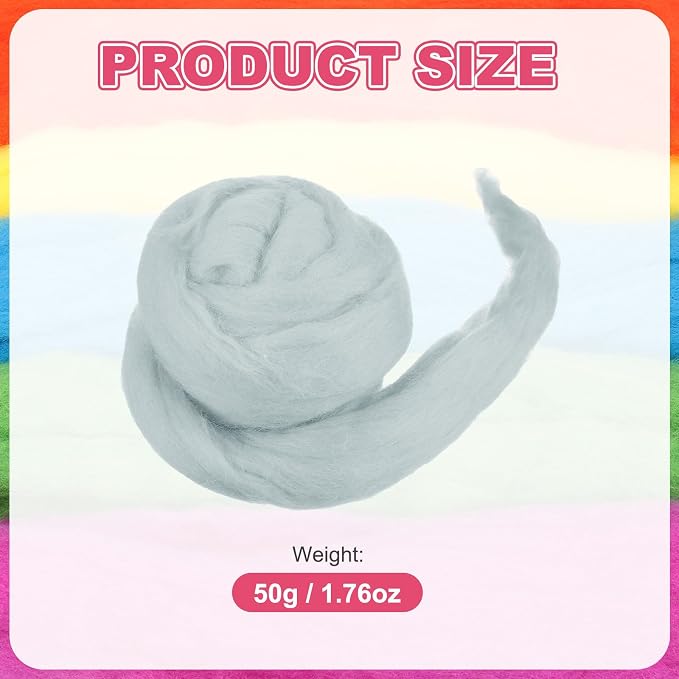 MECCANIXITY Wool Roving Yarn Soft Felting Wool 50g/1.76oz Pure Chunky Roving - Image 2