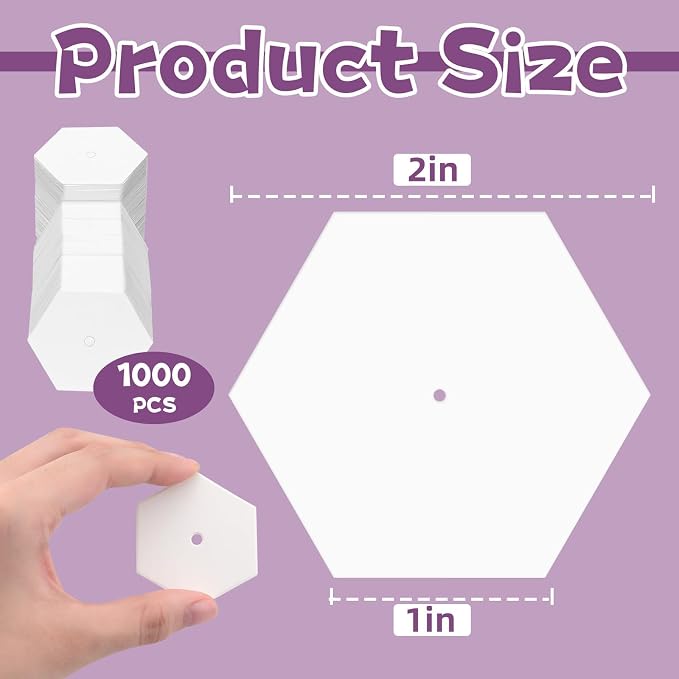 1000 PCS Hexagon Piecing Paper Templates, Quilting Templates Accessories - Image 2