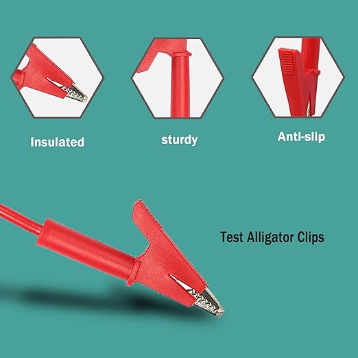 Double Ended Alligator Clip Electrical Test Leads, Alligator Clip to Alligator Clip Heavy Duty Silicone Jumper 12AWG 3.28ft/1m Cable for Multimeter, Electrical Test (Y-Y 12AWG 1m X)