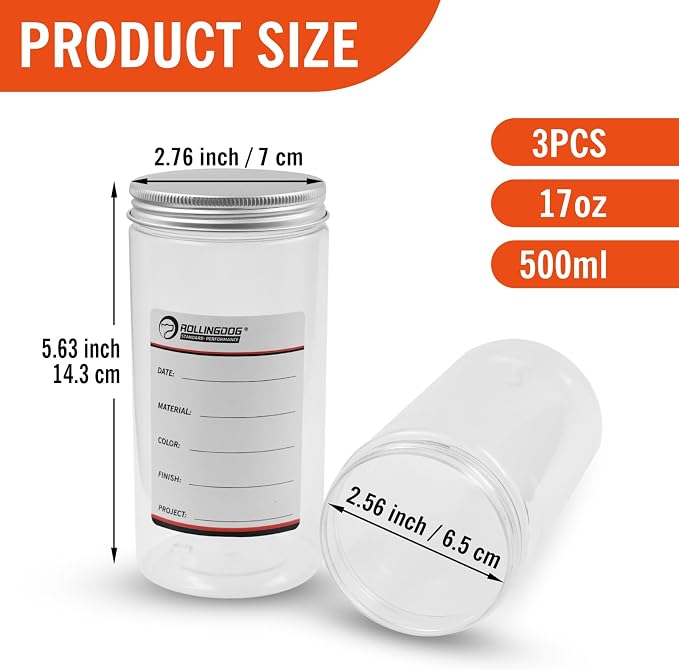 ROLLINGDOG 3 PC Plastic Paint Containers - Image 2