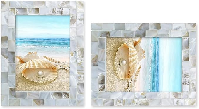 Handmade Picture Frames, Unique Natural Style, Chic Mosaic Beach Picture Frame - Image 6