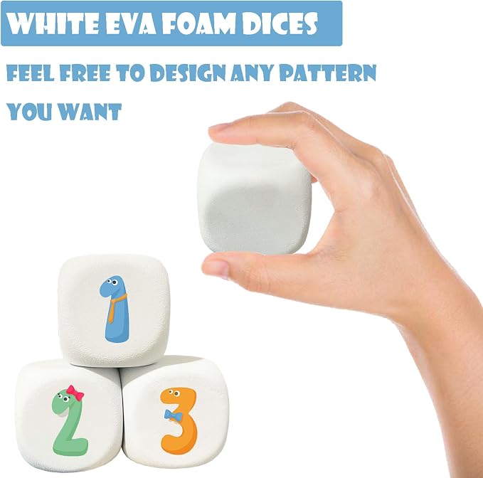 2.5 Inch White EVA Foam Dices for Kids Graffiti, Building Blocks, Creative - Image 5