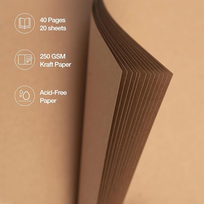 potricher 10 x 10 Inch DIY Scrapbook Album 40 Pages Hardcover Kraft Paper Scrap - Image 5