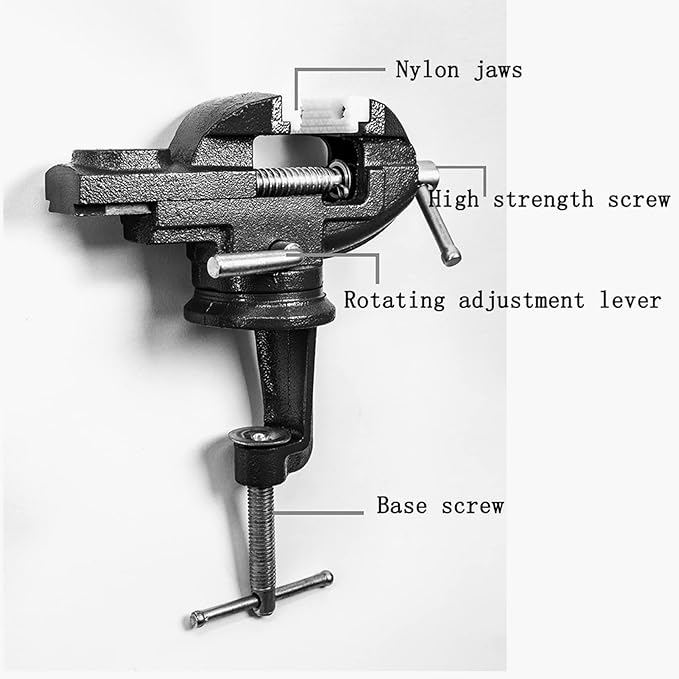 MYTEC Mini Home Vise, nylon jaws Clamp-On Vise, 2.0" black