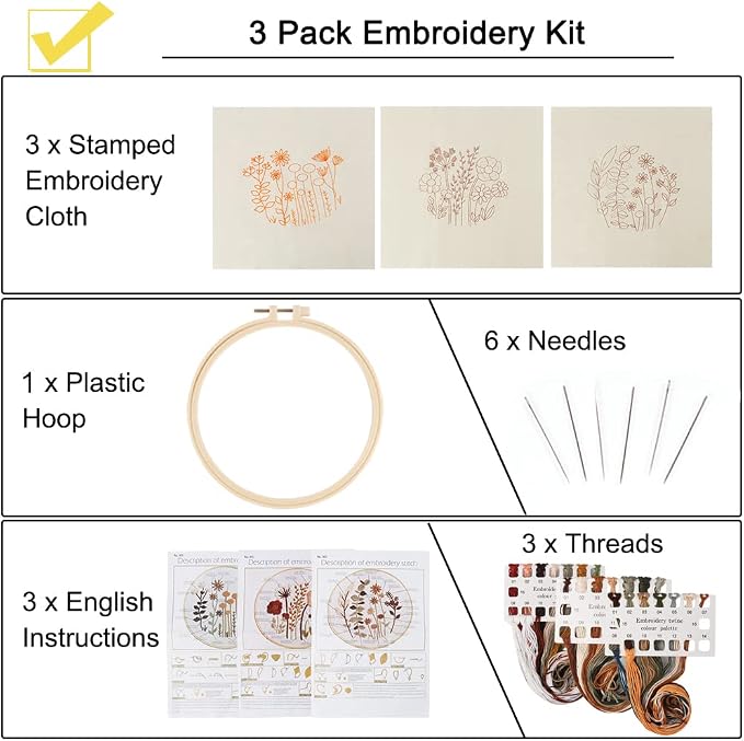 Uphome 3 Pack Embroidery Starter Kit - Image 3
