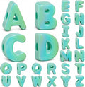 26 Pcs Cute Chunky Turquoise Letter Beads, 20mm Jumbo 3D Acrylic Letter Beads by DoDoBeads