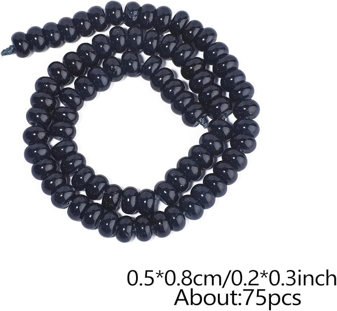 Songxi 5x8mm Natural Smooth Dark Green Stone Rondelle Beads, Gemstone - Image 2