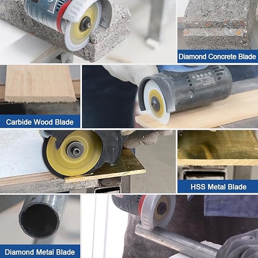 HIGHDRIL 3" 75mm Circular Saw Blade Set 4pcs - Diamond/HSS/Carbide Cutting Disc for Angle Grinder Cutting Concrete Metal Wood Plastic