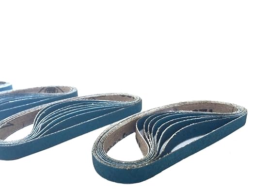 3/8 x 13 Inch Sanding Belts - Starcke Premium 24 Grit Blue Zirconia Cloth Belt Sanders for Woodworking, Metal, Composites & Aluminum, Autobody Sandpaper Belts, Narrow Air File Belt Sanding - 30 Pack