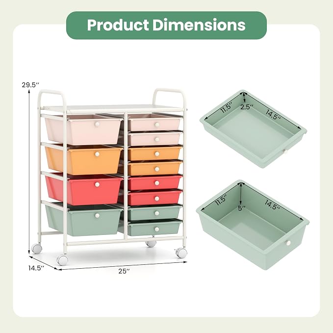 BECOMFORT 15-Drawer Rolling Cart - Image 3