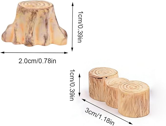 6Pcs Tree Stump Resin Craft Miniature Figurine Decorative Moss Micro Landscape - Image 2