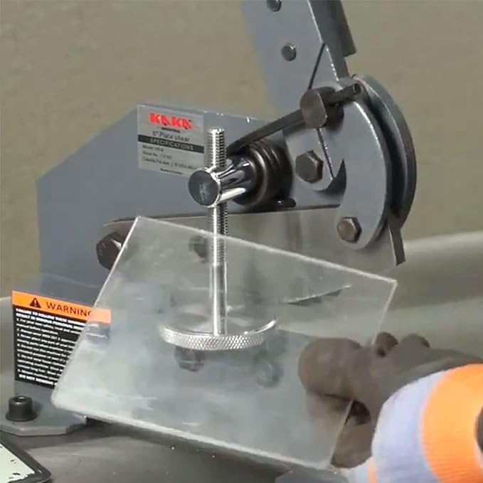 KAKA INDUSTRIAL Sheet Metal Cutter - 10 inch Manual Plate Shear HS-10 | 0.51 inch Round Steel Capacity | Bench-Mount Throatless Design