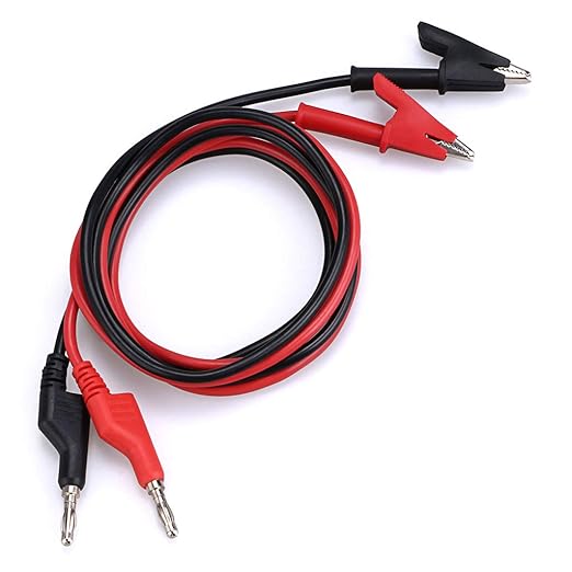 Sumnacon Multimeter Banana Plug to Crocodile Alligator Clip Test Probe, 2PCS 4mm Stackable Colorful Silicone Banana Plug to Alligator Clip Test Probe Lead Wire Cable 1M/3.3 Ft