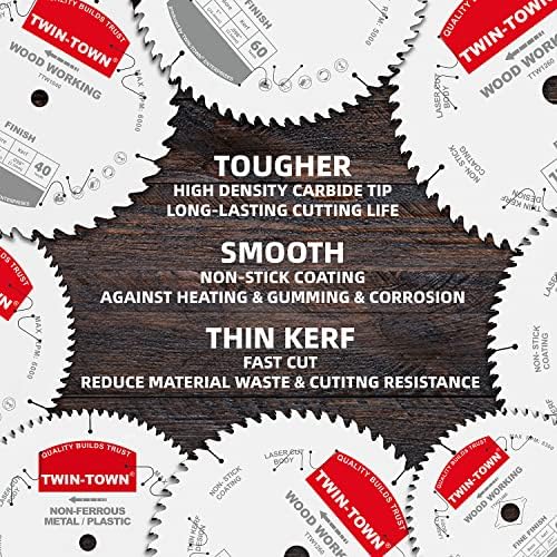 TWIN-TOWN 10-Inch 80-Tooth ATB Fine Finish Wood Cutting Circular Saw Blade, 5/8 Inch Arbor, Compatible with Table and Miter Saws, Premium Quality Woodworking Saw Blade