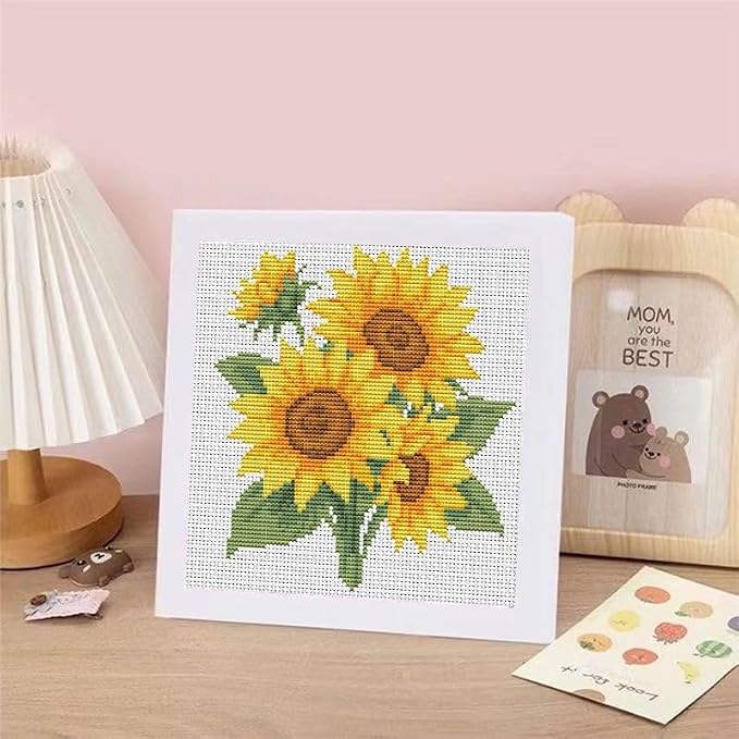 Sunflower Cross Stitch Kits for Beginners, Flowers Stamped Cross Stitch for - Image 7