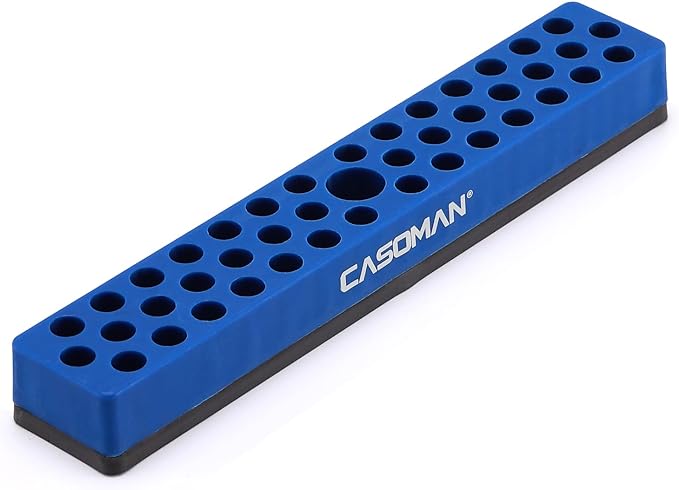 CASOMAN 1/4" Hex Bit Organizer with Magnetic Base - Blue, 43 Hole Bit Organizer with Strong Magnetic Base, Magnetic Bit Organizer for Your Specialty