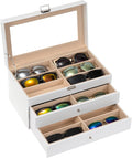 ProCase 3-layer Sunglasses Storage Organizer, 18 Slots Leather Sunglass Box by ProCase
