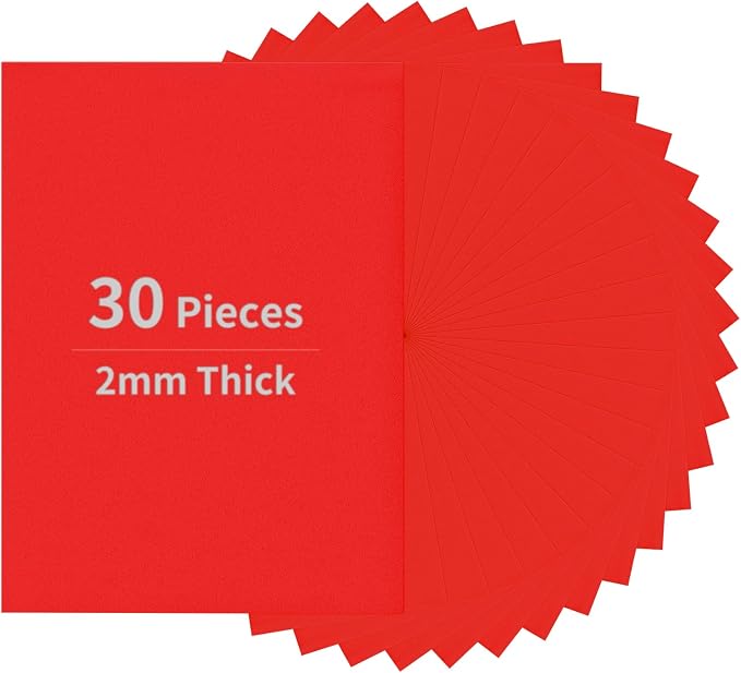 biguphate 30 Pack Red EVA Foam Sheets, 11.8 x 7.87 Inch, 2mm Thick Foam Paper by Biguphate