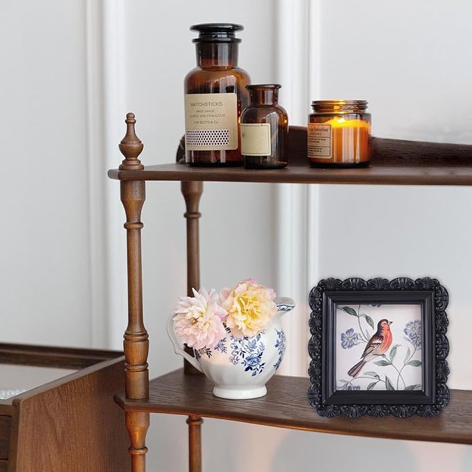 Vintage Picture Frames 3x3 Square Black Antique Picture Frames - Image 6