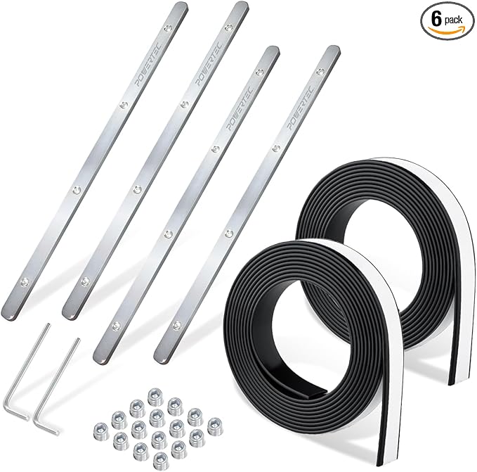 POWERTEC Track Saw Guide Rail Accessory Kit for Festool, Makita and DeWalt, Includes 2PK 118" Guide Rail Splinter Guard Replacement Strip and Set of 4 Guide Rail Connectors (72049)