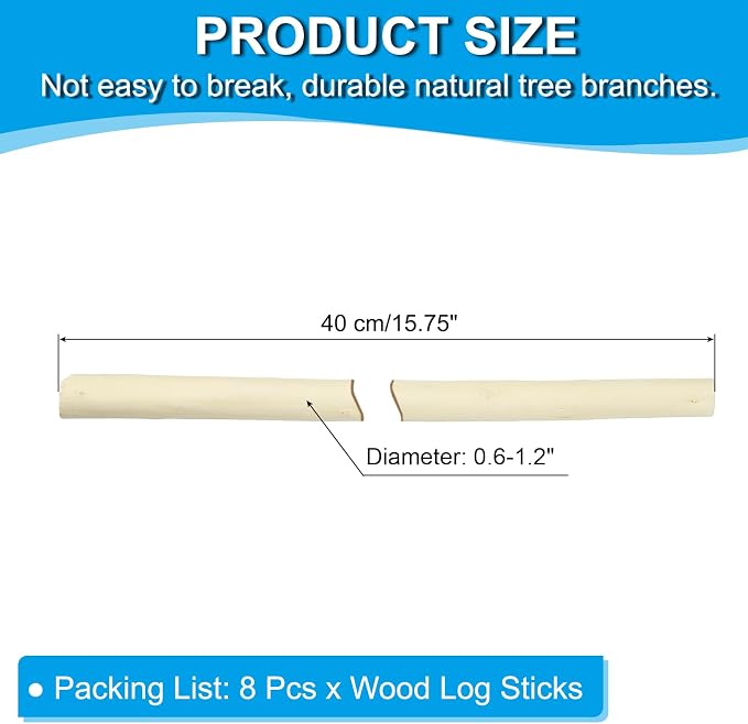 PATIKIL 8 Pcs / 40cm Wood Log Sticks, 0.6-1.2inch in Diameter Natural Driftwood - Image 2