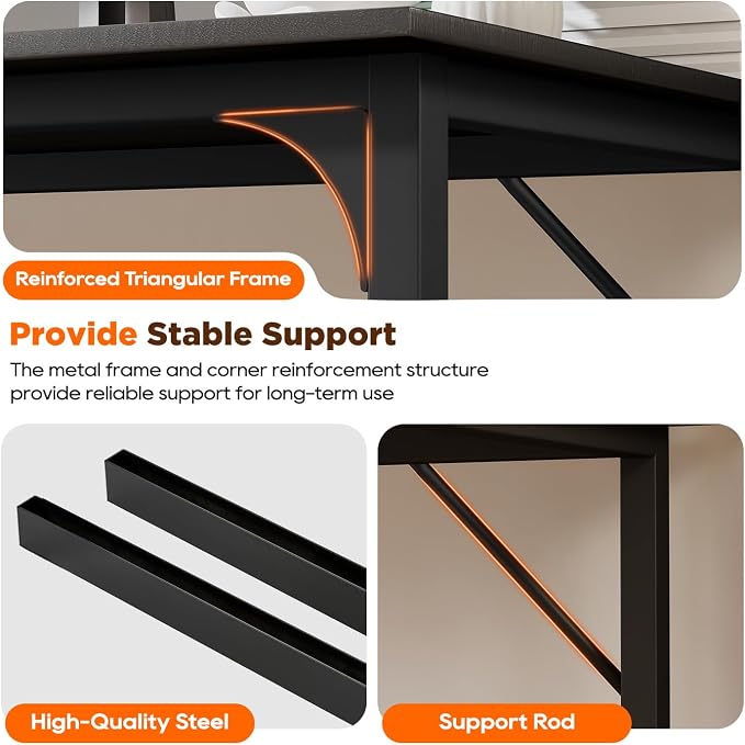 PayLessHere | 63 Inch Computer Desk | Black | Office Desk - Image 5