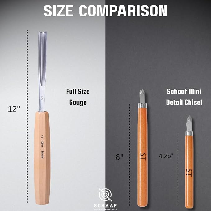 High-Quality Wood Carving Tools Set of 7 Chisels and Gouges with Canvas Case, Razor Sharp CR-V 60 Steel Woodworking Tools, Perfect Wood Carving Chisel Set for Beginners and Professionals from Schaaf