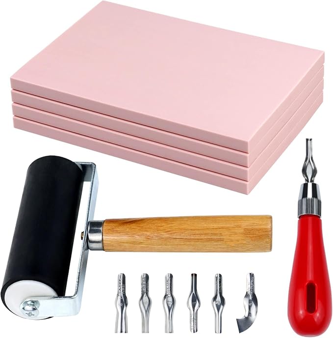 6 Pack Linocut Kit for Printmaking by Oopsu