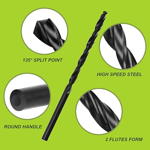 Yougfin Drill Bit Set, High Speed Steel Metal Drill Bits for Steel 21 Pack, 135 Degree Tip, Jobber Length Twist Bits for Hard Metal, Stainless Steel with Indexed Strong Case, 4241-21