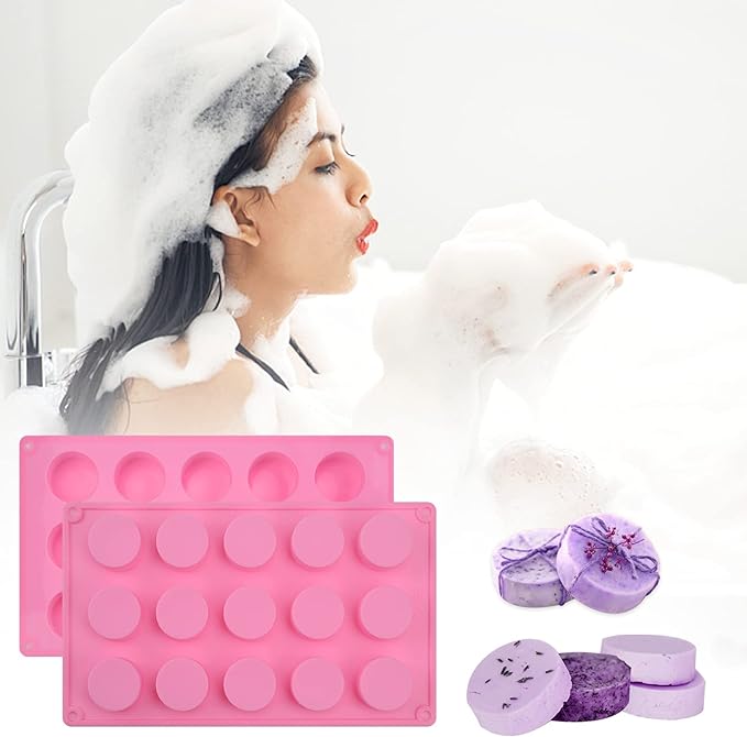 Sakolla 2 Pack Cylinder Silicone Soap Molds, 15 Cavity Mini Round Silicone Molds - Image 5
