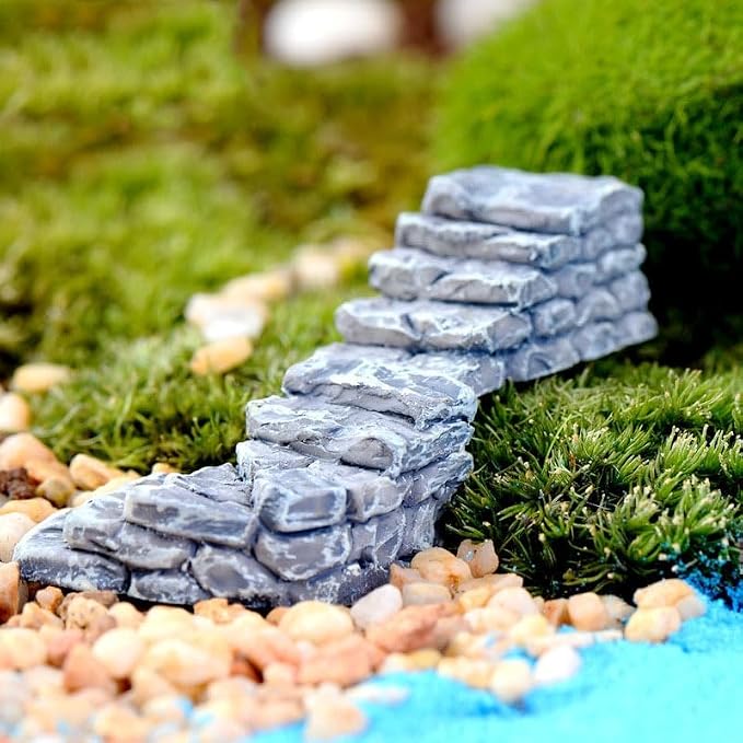 Jinshining Curved Stone Steps Miniature Fairy Garden Accessories, Miniature - Image 2