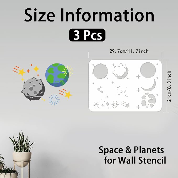 INFUNLY 2pcs Space Planets Wall Stencils - Image 3