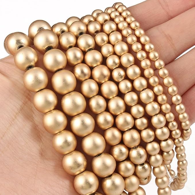 6mm Matte Gold Hematite Bead, 15-Inch Matte Round Loose Stone Beads - Image 6