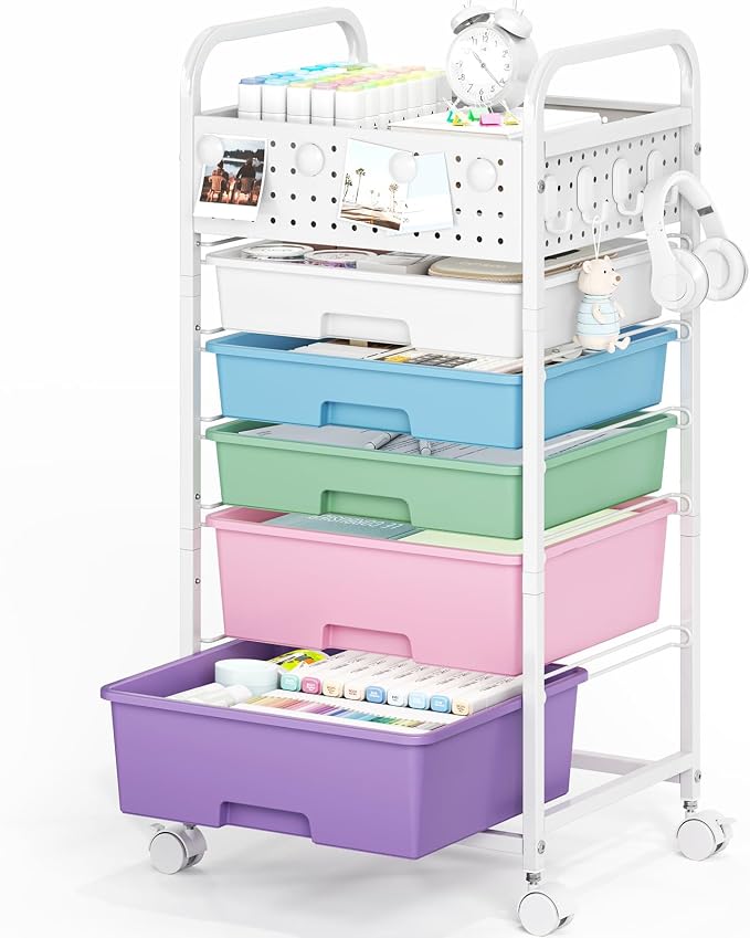 5 Drawer Rolling Storage Cart - Image 9