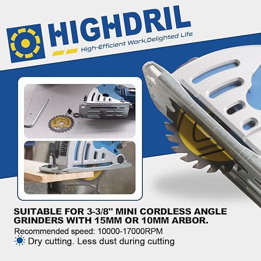 HIGHDRIL TCT Wood Blade 3" 75mm x Arbor 3/8" 10mm - 4pcs Angle Grinder Cutting Disc for Cutting Wood Plywood Chipboard Multilayer Panels