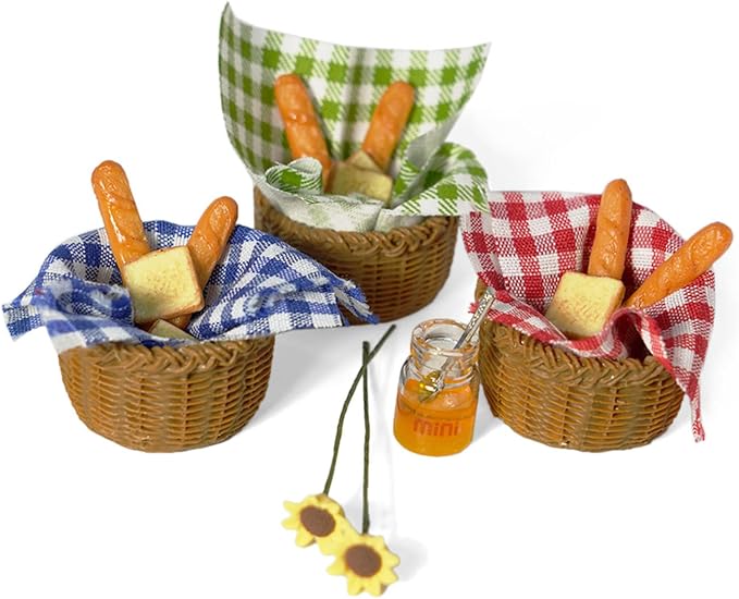 Miniature Food Dollhouse Accessories Garden Decor 1:12 Scale Bread Honey Picnic - Image 3