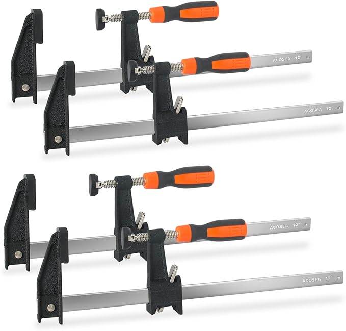 Woodworking Clamps,4-Pack 12 Inch Bar Clamps Heavy Duty Adjustable and Release Quickly,Wood Clamps Throat Depth 2.5 Inch Clamps Force 600 Lbs