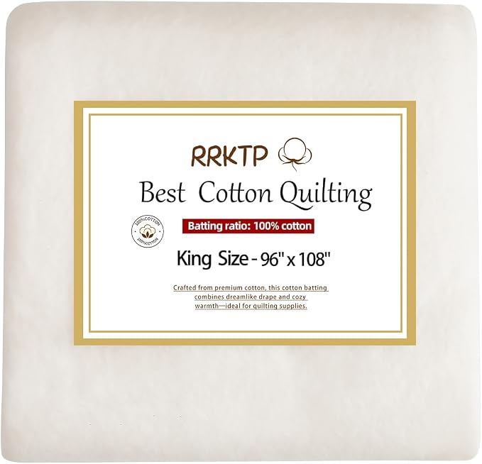 RRKTP Cotton Batting for Quilting，200 g/m² Lightweight Quilt Batting King by home