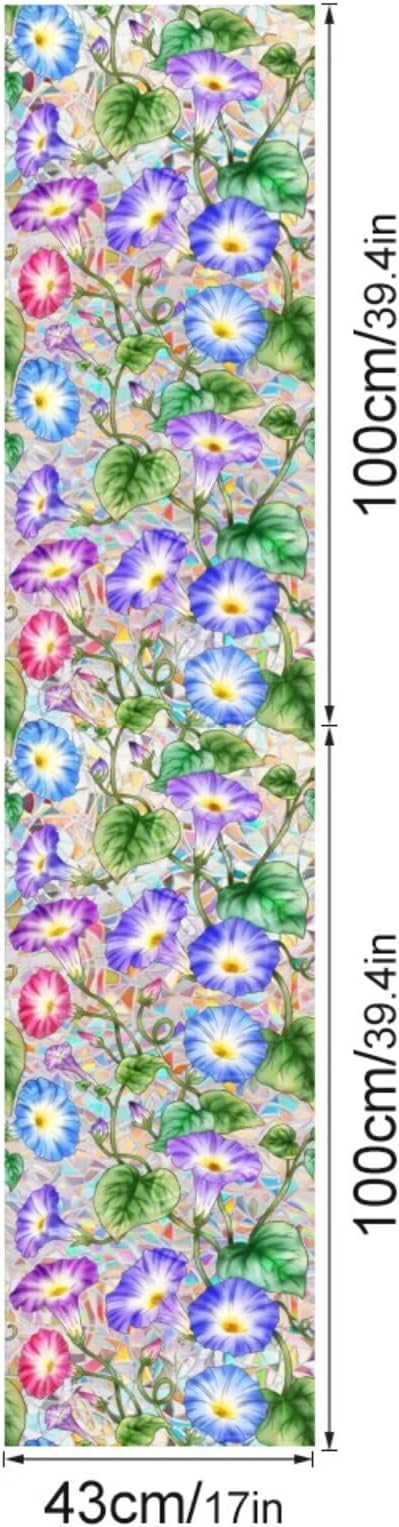 Morning Glory Stained Glass Window Cling, Removable Window Privacy Film - Image 2