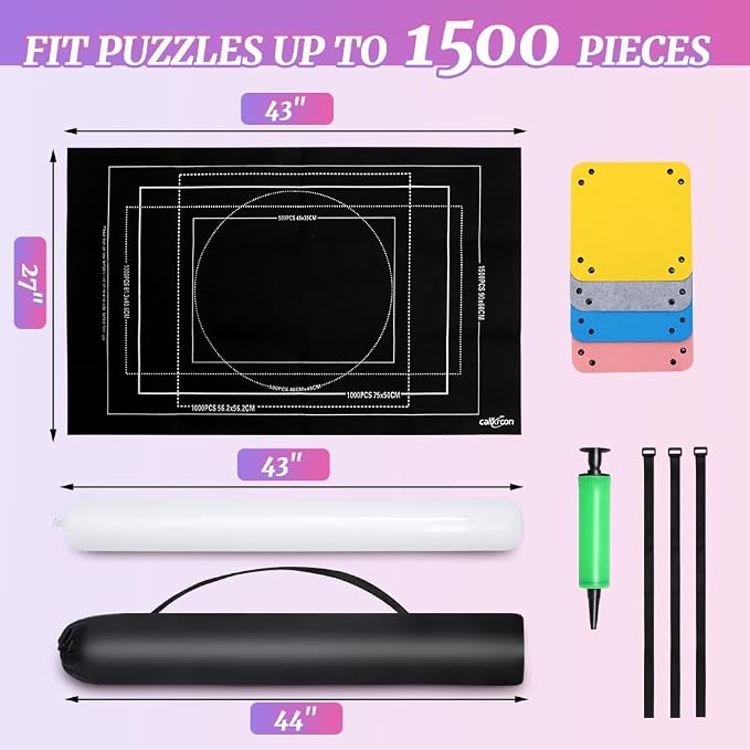 Puzzle Mat Roll Up for 1500 Pieces, Felt Puzzle Board Alternative Gift Set - Image 3
