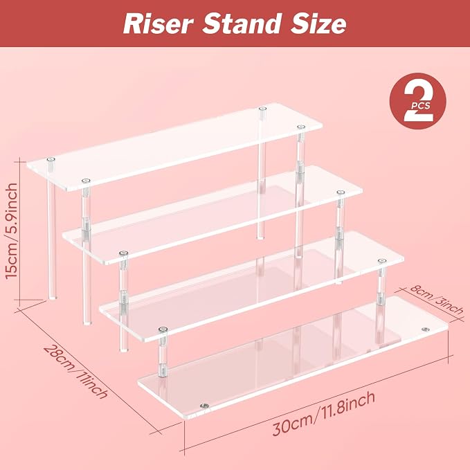 4 Tier Acrylic Display Risers, Cupcake Stand | Large Dessert Display - Image 2