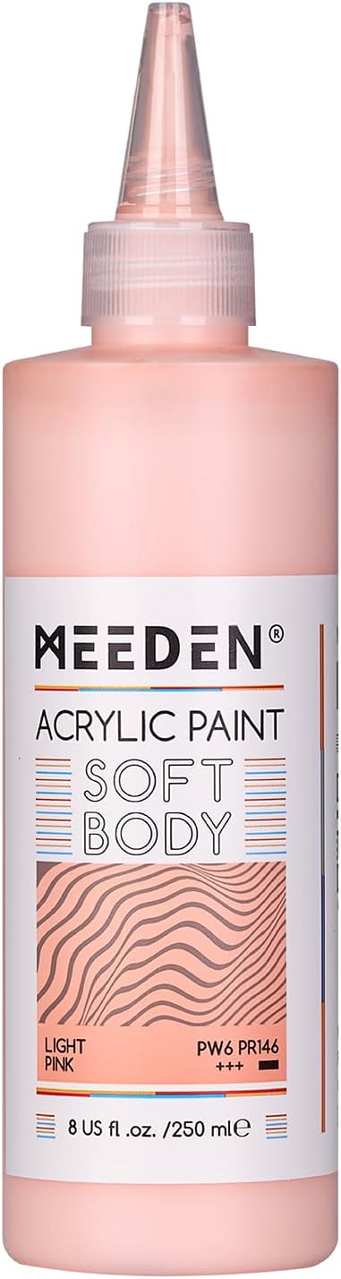 MEEDEN Soft Body Acrylic Paint: Light Pink Matte Finish - 250ml/8.45oz Bulk by MEEDEN