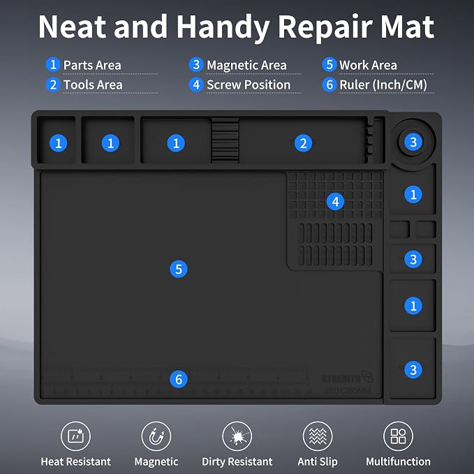 STREBITO Soldering Mat Silicone Work Mat, Heat Resistant 932°F, Magnetic Mat - Image 5