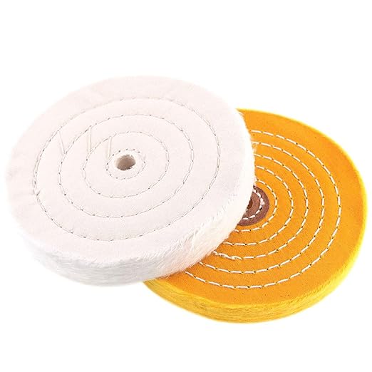 Luo ke 5 Inch Polishing Wheel for Bench Grinder - 2 Pcs Buffing Wheel (50 Ply), 10mm Arbor Hole Cotton Sanding Wheel