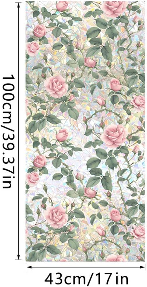 JOONOR Retro Pink Rose Flowers Window Privacy Film, 3D Stained Glass Rose - Image 6