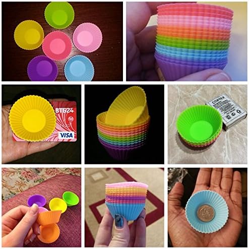 Mini Silicone Muffin Cups, 24 Pack Reusable Cupcake Molds, Plum Blossom | - Image 6