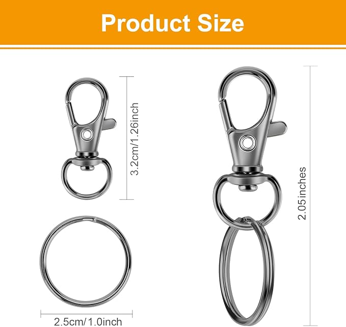 60PCS Keychain Making Kit, Including 30PCS Keychains Clips Hooks and 30PCS Key - Image 3