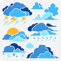 11.8"x11.8" Clouds Wall Stencil Templates, Reusable Plastic Lightning Rain by Doodlream