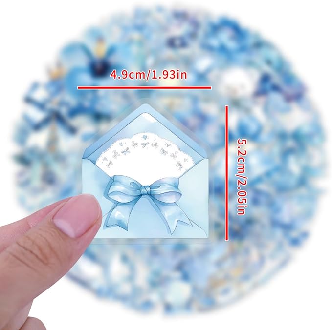 50 Pcs Clear PET Blue Coquette Aesthetic Stickers - Image 5